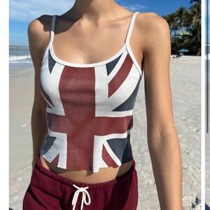 Brandy Melville Union Jack Tank Top in White, Red, Black
